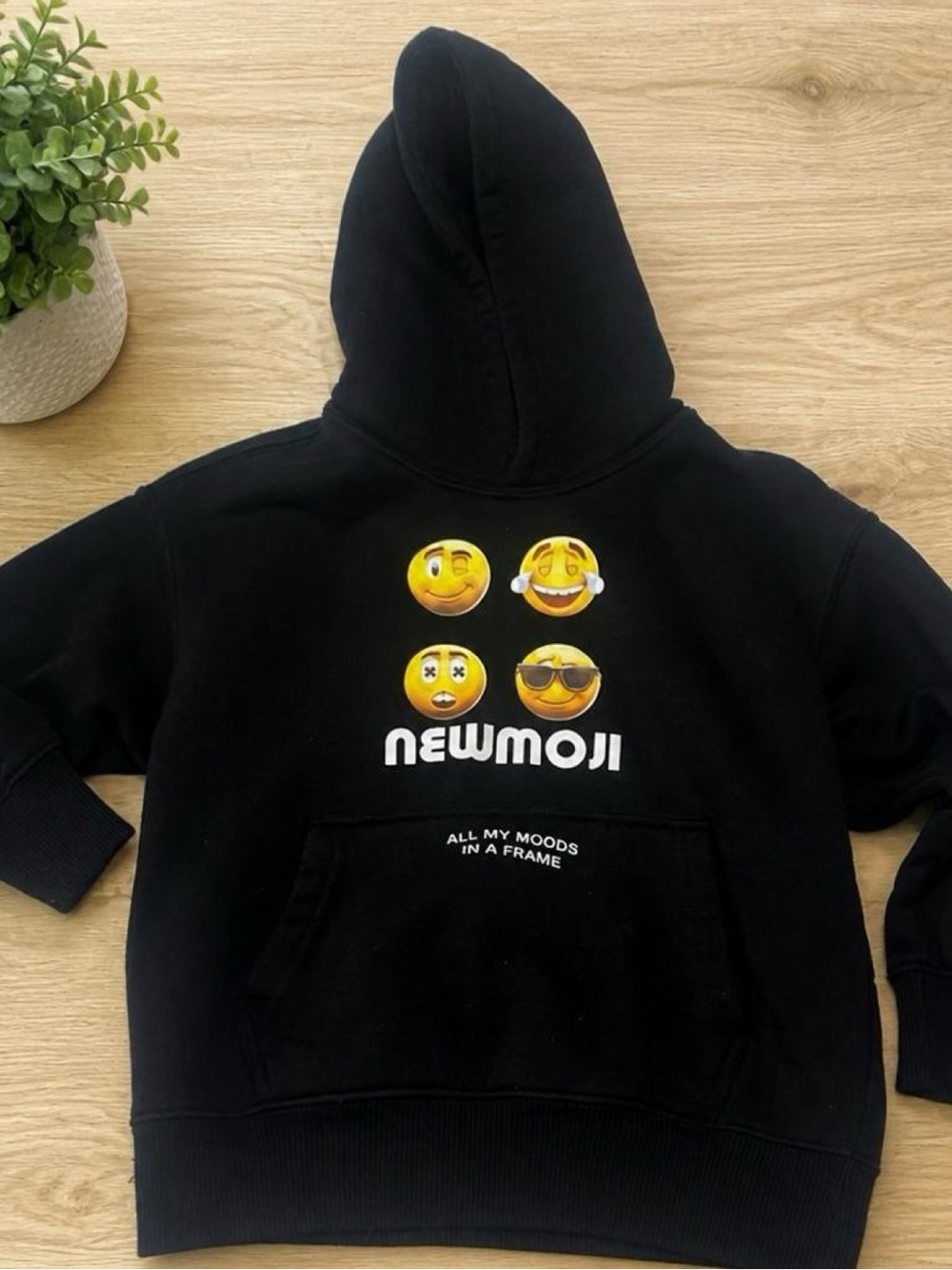 Zara Black Hoodie with newmoji
